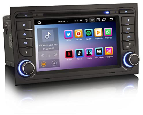 GONFEN 8-Core 7 pollici Android 12 Autoradio Navigatore con Lettore DVD per Audi A4 S4 RS4 RNS-E Seat Exeo Supporto Touchscreen Wireless Carplay Android Auto Bluetooth WiFi OBD2 DAB+ 4GB RAM+64GB ROM