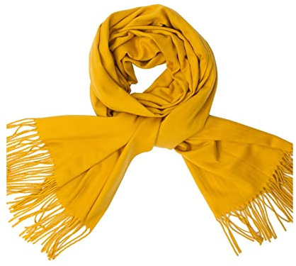 Whoiy Schal Unifarben, Winterschal Herren Einfarbig mit Quaste Gelb 200X70cm Warmer Übergroßer Winterschal-Poncho