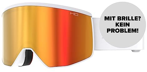 ATOMIC FOUR PRO HD Skibrille - White - Skibrillen mit kontrastreichen Farben - Hochwertig verspiegelte Snowboardbrille - Brille mit Live Fit Rahmen - Skibrille für Brillenträger