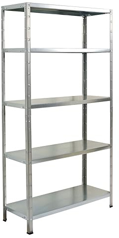 SCHULTE Regalwelt Plugghylla med 5 PowerMAX hyllor, 65 kg lastkapacitet, 190 x 100 x 40 cm (H x B x D), förzinkad, förvaringshylla, verkstadshylla, källarhylla, garagehylla, metallhylla