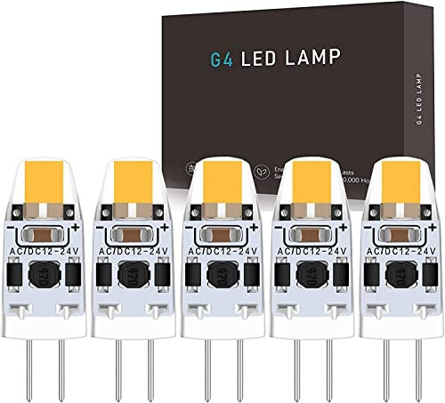 Hsientpe G4 LED Lampen Dimmbar, 2W G4 LED Birnen 4500K Naturweiß 200lm,Ersatz für 20W Halogenlampen,Kein Flackern,360° Lichtwinkel,LED Stifsockellampen,12V AC/DC,5er Pack