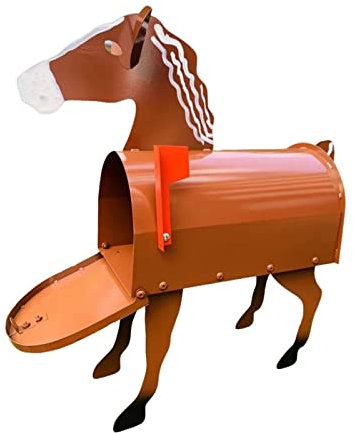 Briefkasten Metall Pferd Kuh Huhn Form Briefkasten Außen Garten Briefkasten Ornament Lustige Handgemachte Empfangsbriefe Briefkasten für Bauernhof (Farbe: Pferd, Größe: 1)