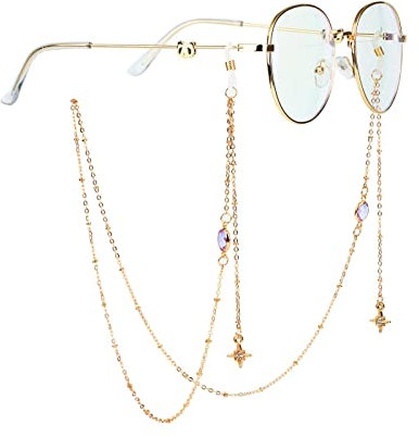 Brillenkette Elegante Sonnenbrillenkette Für Damen Kristallanhänger Anti-Rutsch-Brillenketten Lanyard Gold Hang Neck Eyewear Charms 14