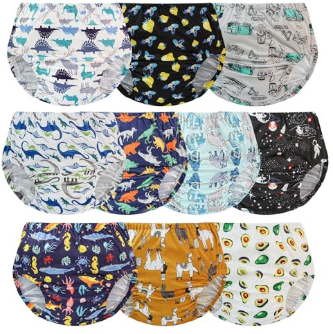 EZ Moms 10 Pack Cloth Diaper Cover for Boys Reusable Rubber Pants for Toddlers Plastic Diaper Covers for Toddlers Breathable Rubber Pants for Babies Waterproof Plastic Training Underwear Boys 2T