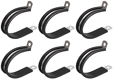 sourcing map Collier de Serrage 42mm 304 Inox Acier Caoutchouc 6pcs | Amorti Isolé Attache, Grillage Rigide Sangle Clip Fixation Tube Tuyau
