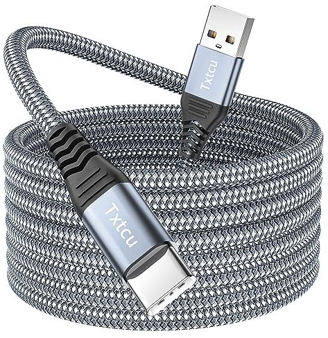 Txtcu USB C Kable 4M, Extra Lang USB C Ladekabel Nylon PS5 Controller Ladekabel USB Typ C Kable für Samsung Galaxy S22/S21/S20,Note 10 9 8,PS5,LG V30 V20 G6 G5,Moto,Huawei P30 Mate30,Sony Xperia XZ