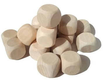JDCMEI 50 pezzi Dadi in Legno Non Verniciato, 20 mm Cubi in Legno Grezzo, Dadi in Legno a Forma di Cubo Arrotondati Blocchi di Legno a 6 Lati Cubi in Legno non Verniciati per Fai da te e Artigianato