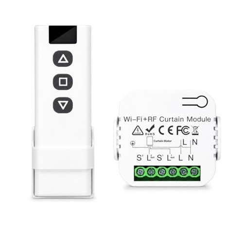 Frotlvm Smart WIFI RF Interruptor de cortina 433 MHz Control remoto Módulo de cortina inalámbrico DIY Mini Interruptor de cortina Control por voz Compatible con Alexa Google Home Smart Life Tuya APP