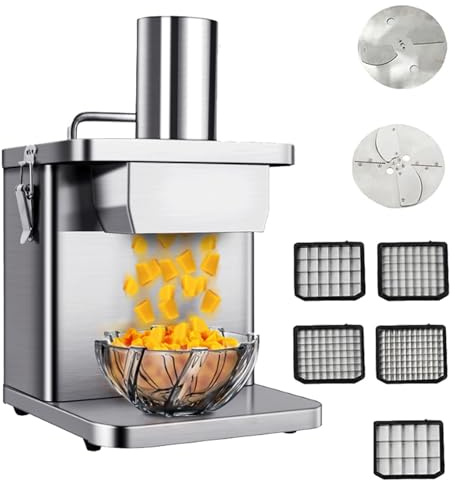 MKYOKO Heavy Duty 304 Stainless Steel Commercial Vegetable Dicer Electric Fruit Dicing Machine Electric Carrot Potato Onion Granular Cube Cutting Shredder Food Processor