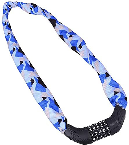 FURLOU Fahrradschloss，Fahrradkette (Camouflage Blue) 5-stelliger Code zum Zurücksetzen von Motorrädern, Türen, Zäunen 120 cm lang
