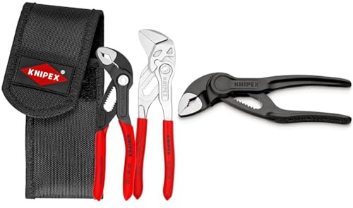 Knipex Mini-Zangenset & Cobra® XS Mini-Wasserpumpenzange, 100 mm, Muttern bis 24 mm, Rohre bis 28 mm, Selbstklemm-Effekt, Rohrzange, EDC, 87 00 100
