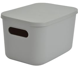 Homéa, Scatola con coperchio in plastica, 4,5 l, 25 x 17,5 x h,14,5 cm, colore: Grigio