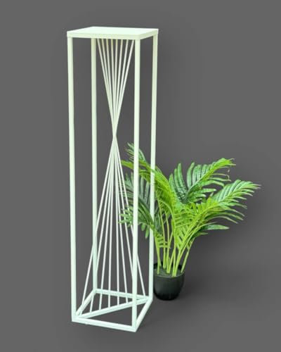 DanDiBo 96568 Tabouret à fleurs carré en métal blanc 100 cm Support pour plantes Design moderne