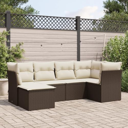 Rantry 6-TLG. Garten-Sofagarnitur mit Kissen Braun Poly Rattan Gartenmöbel Model3217953