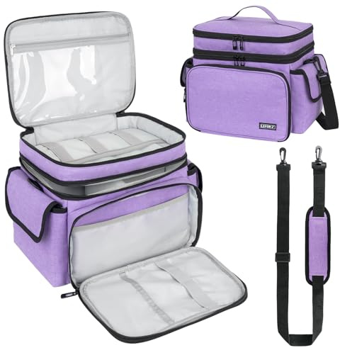 LEFOR·Z Grande scatola da cucito con tasche da cucito, accessori da cucito, contenitore per filati, contenitore per aghi, viola, XL, moderna