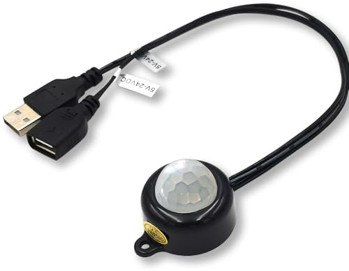 Interruttore con sensore di luce USB 5 V, interruttore automatico con sensore di luce attivato per auto, luce ambientale, striscia LED per macchina fotografica (nero, giorno-acceso, notte spenta)