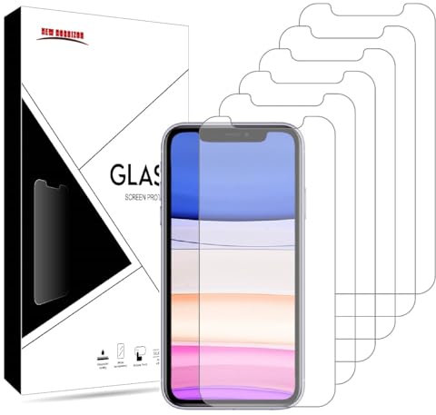 New Horrizon [6-Pack Screen Protectors for iPhone 11 and iPhone XR 6.1-Inch, Tempered Glass Film, Anti-Scratch, Anti-Shatter, Lifetime Support (iPhone11/Xr)