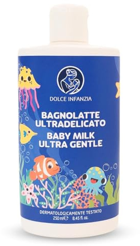Natürlicher Baby Intimreiniger mit erweichender und beruhigender Formel für empfindliche Haut. Geeignet zum Baden und Windelwechseln. 100% natürlich.Made in Italy