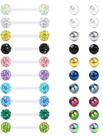 Rajnard plast tungstänger 12/14/16/18/25/32/35/38 mm tungstång piercing klar tungpiercing smycken bröstvårta stänger 14 g flexibel rak skivstång för kvinnor mig, Plast