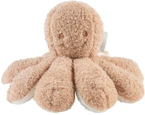 Nattou Kuscheltier-Rassel aus Polyester, Oktopus, Ca. 20 cm, Teddy, Hellbraun