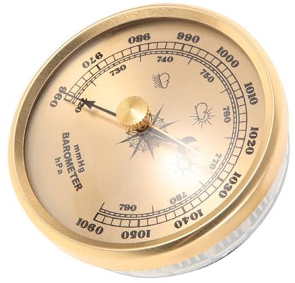 CIMAXIC Barometer wetterstation wettervorhersage Innenthermometer Druck Bahnhof Wasserpumpe für Grundwasserspiegel Manometer für Erdgas Sensor Heimwerkzeug Manometerwerkzeug Metall Golden