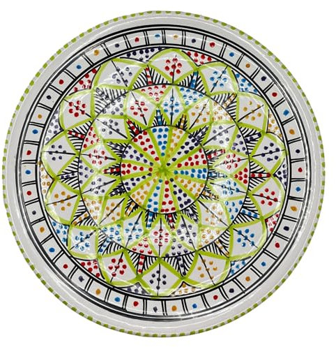 Assiette à pizza en céramique peinte à la main - Artisanat tunisien Ø 35 cm 1401251601 Maroc Turquie Ethnique du Monde