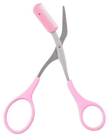 Forbici per sopracciglia, forbici per sopracciglia, pettine, forbici per sopracciglia in acciaio inossidabile, clip per modellare, rifinitore per la cura della persona, accessori per il trucco (rosa)