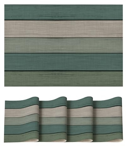 Artoid Mode Lot de 4 sets de table en PVC - Vert eau - Bois vieilli - 30 x 45 cm - Résistant aux taches et à la chaleur - Décoration de cuisine