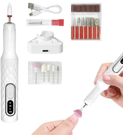 Kit de de uñas eléctrica, fresadora eléctrica inalámbrica de uñas, 3 niveles de velocidad ajustables, 15000 rpm, herramienta de manicura para pulir, moler y dar forma para el hogar, viajes,