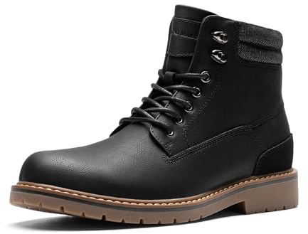 Bruno Marc Men's Lace Up Leather Ankle Boots Basic Combat and Motorcycle, Biking, Riding, Walking Fashion Boots for Men,Size 8,Black,BMEMAB2504