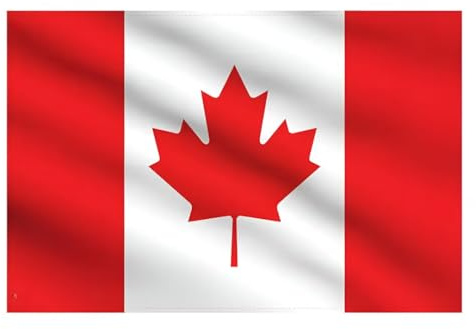 Bandiera del Canada, 1,5 x 0,9 m, in poliestere, per interni ed esterni, con occhielli in ottone, resistente allo sbiadimento, bordi a doppia cucitura, striscione patriottico per casa, eventi o affari