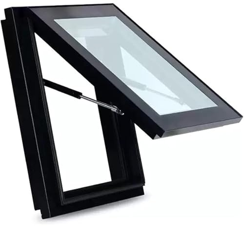 WIGING Casa con Claraboya Ventana De Tejado Ático Techo Pequeño Tapa De Trampilla De Escape Sótano Puerta con Luz Natural Montaje Empotrado Subterráneo Ventana De Pozo De Luz(Black)