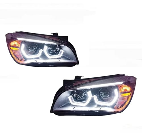 RCUIHGFB Faro Principale Compatibile con BMW per X1 E84 2010-2015 Stile Gruppo Ottico Anteriore Kit di Accessori Lenti del Proiettore Ad Alta Configurazione Fari Auto