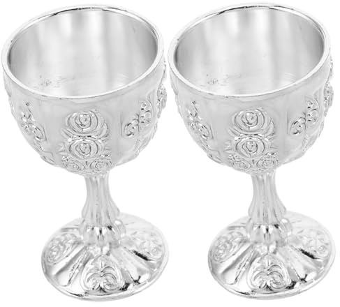 Zerodeko 2 Piezas Copa De Cáliz Vintage De Metal Copa De Vino De Metal Ornamentada Cáliz Relieve Para Decoración Medieval y Reuniones Festivas Medieval