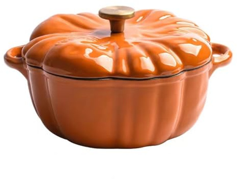 Horno holandés de hierro fundido esmaltado con tapa,olla de calabaza,decoración de Halloween y Acción de Gracias,varias estufas,cacerolas y estofados(1Pcs,20cm)