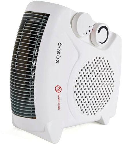 briebe Calefactor Ventilador Eléctrico Portátil, 2000W, Termoventilador Baño 2 Niveles de Potencia, Aire Frío/Caliente, Termostato Bajo Consumo, para Espacios hasta 20m², Blanco