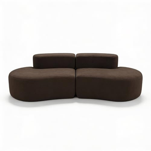 Coco Living Lounge Double | Canapé 3 Places Design | Formes Courbes Modernes | Confort Premium pour Salon et Appartement | 240 x 102 x 60 cm (Chocolat Noir)
