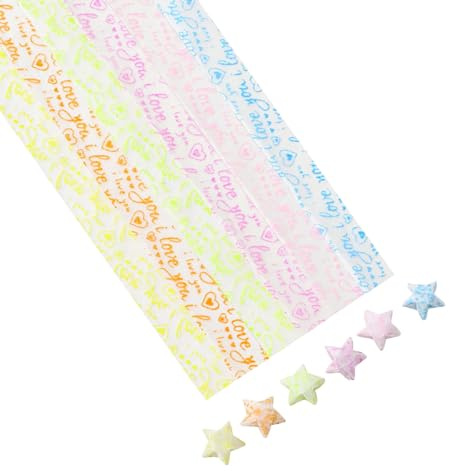 ZMZaoan 540 Hojas de Papel Origami Fosforescente para Estrellas - Estrellas de Papel que Brillan en la Oscuridad, Ideal para DIY, Decoración, Regalos y Fiestas