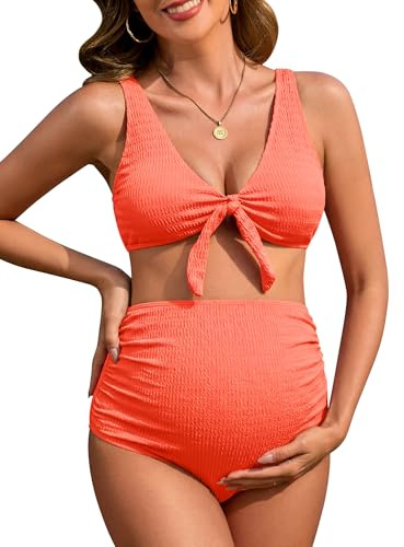 FEOYA Embarazada Bikini Cuello En V EStivi Dos Piezas Eleganti Traje De Baño De Maternidad para Mujer Traje De Baño De Maternidad para Embarazo XS