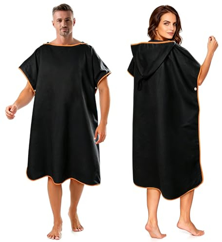 DIELOVEHUA Poncho da Bagno Unisex, Poncho Asciugamano Microfibra, Poncho da Surf, Accappatoio Poncho con Cappuccio, Asciugatura Rapida, Antivento, Calda, Poncho Surf per Sport Acquatici Spiaggia Surf