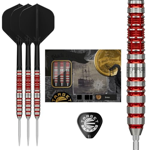 Target Japan Black Marque Spinel Steel Tip Darts with Kflex, 23G/24G | 90% Tungsten Dart Set, K-Flex Flights and Shafts No.2, Swiss Nano Point Tips, Rin Yoshimuta