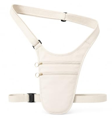 Money Belts for Travel Hidden, Unisex Money Bags, Travel Pouch for Passport and Money, Double Strap Waterproof, Holds Passports, Cash and Credit Cards, Ideal for Running, Travel and Daily Use, White