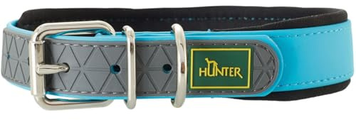 HUNTER Convenience Comfort Hundehalsband | Kunststoff mit Neopren-Polsterung, witterungsbeständig, pflegeleicht, ideal für Sport & Freizeit, Farbe: Türkis, Größe: 45