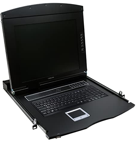 LogiLink Professional LC702GE LCD KVM Konsole mit 43,18 cm (17 Zoll) TFT Monitor und Tastatur (DE) für 48,26 cm (19 Zoll) Server- /Netzwerkschrank schwarz