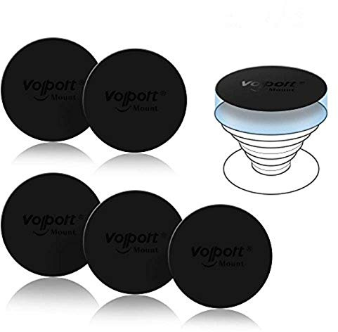 volport Metallplatte Selbstklebend 40 mm Rund für Magnetische Auto Handyhalterung & Popsocket, 8 Stück Metallplättchen Metall Platte Set mit Kleber für Smartphone, Ausziehbarer Griff, Handyhülle