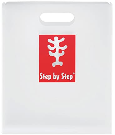Step by Step Heftbox mit Tragegriff, transparent, für Hefte und Schnellhefter, DIN A4, Fach für Lineal, mit Tragegriff, platzsparend, 4 Fächer