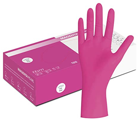 Herrmann Nitrilhandschuhe Magenta/Pink in Größe S | 100 Stück | Einweghandschuh in praktischer Spenderbox | Ideal für Hygienebereiche - wie Kosmetik, Lebensmittel uvm. | latexfrei