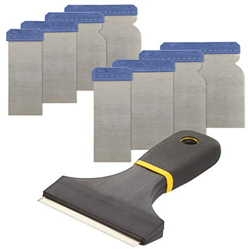 COM-FOUR® 9-teiliges Spachtelset - Japanspachtel und Farbschaber - verschiedene Spachtel für Hobby, Bau, Renovierung und Kunst (Set 01-09-tlg)