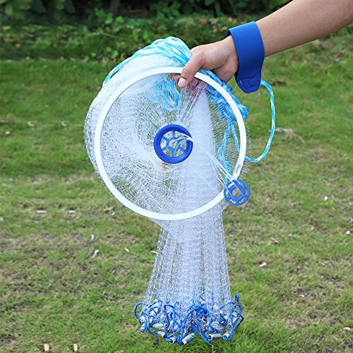 Dioche Rete per Maglie da Pesca, Rete da Pesca in Nylon, in Stile Americano lanciata a Mano in monofilamento da Esterno(2.4m)