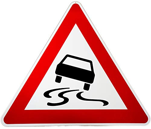 ORIGINAL Verkehrsschild Nr. 114 * Schleuder - oder Rutschgefahr * SL 900 mm Verkehrszeichen Achtung Warnschild Strassenschild Hinweisschild Gefahrenzeichen Schild Gefahrenschild RA1 Schilder rutschig